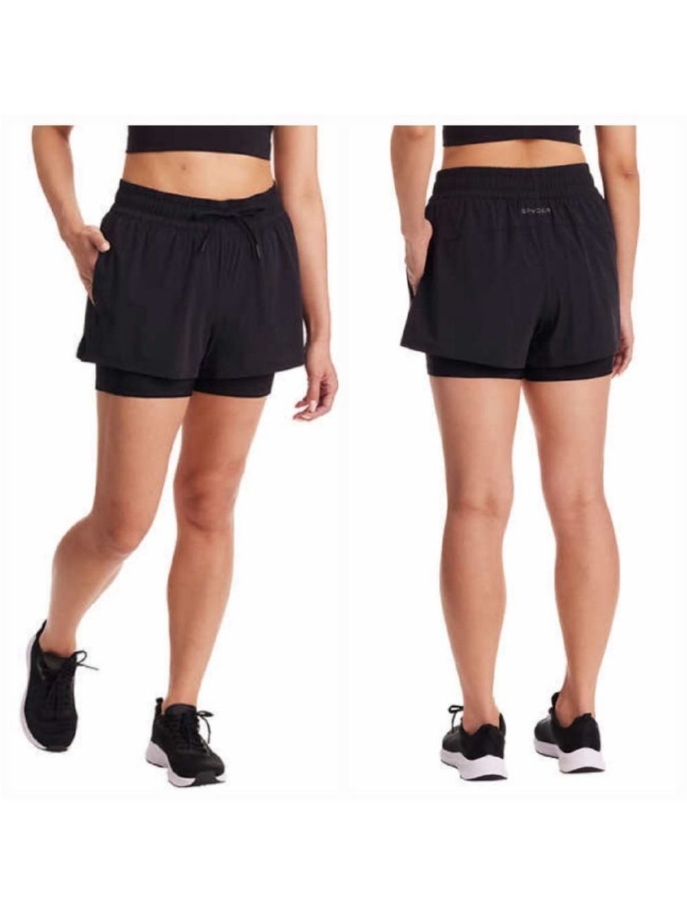 Spyder Active Black Women's Running Athletic Hiking Lined Pockets Shorts